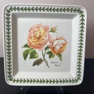 Portmeirion Botanic Roses Serving Plate Square Tamora Peach David Austen Roses